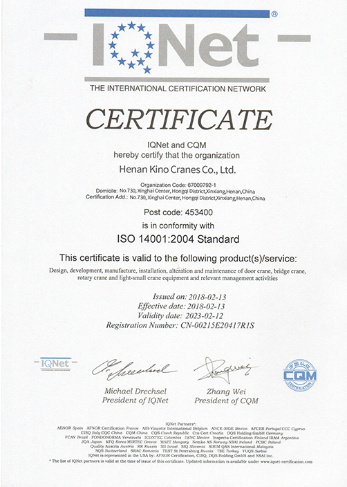Kinocranes ISO-14001